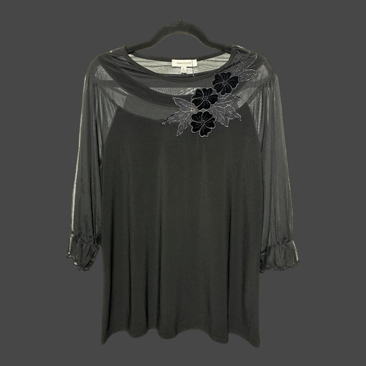 Extra Large Emma & Olive Mesh Velvet Floral Top