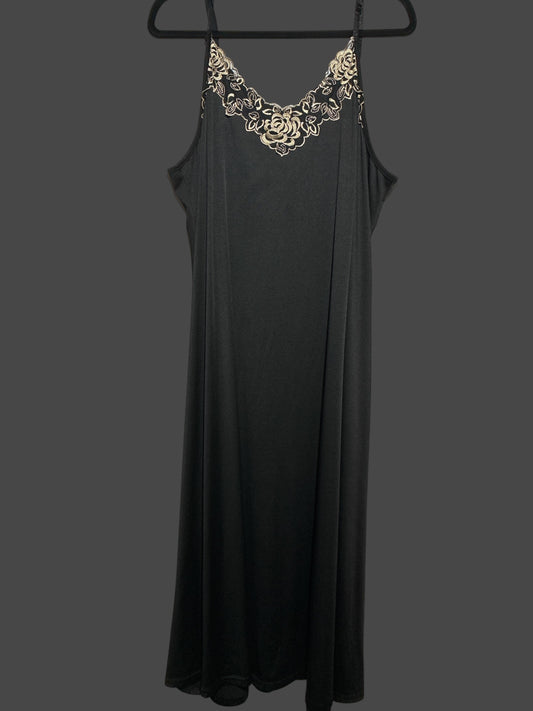 3X Black Floral Slip Dress