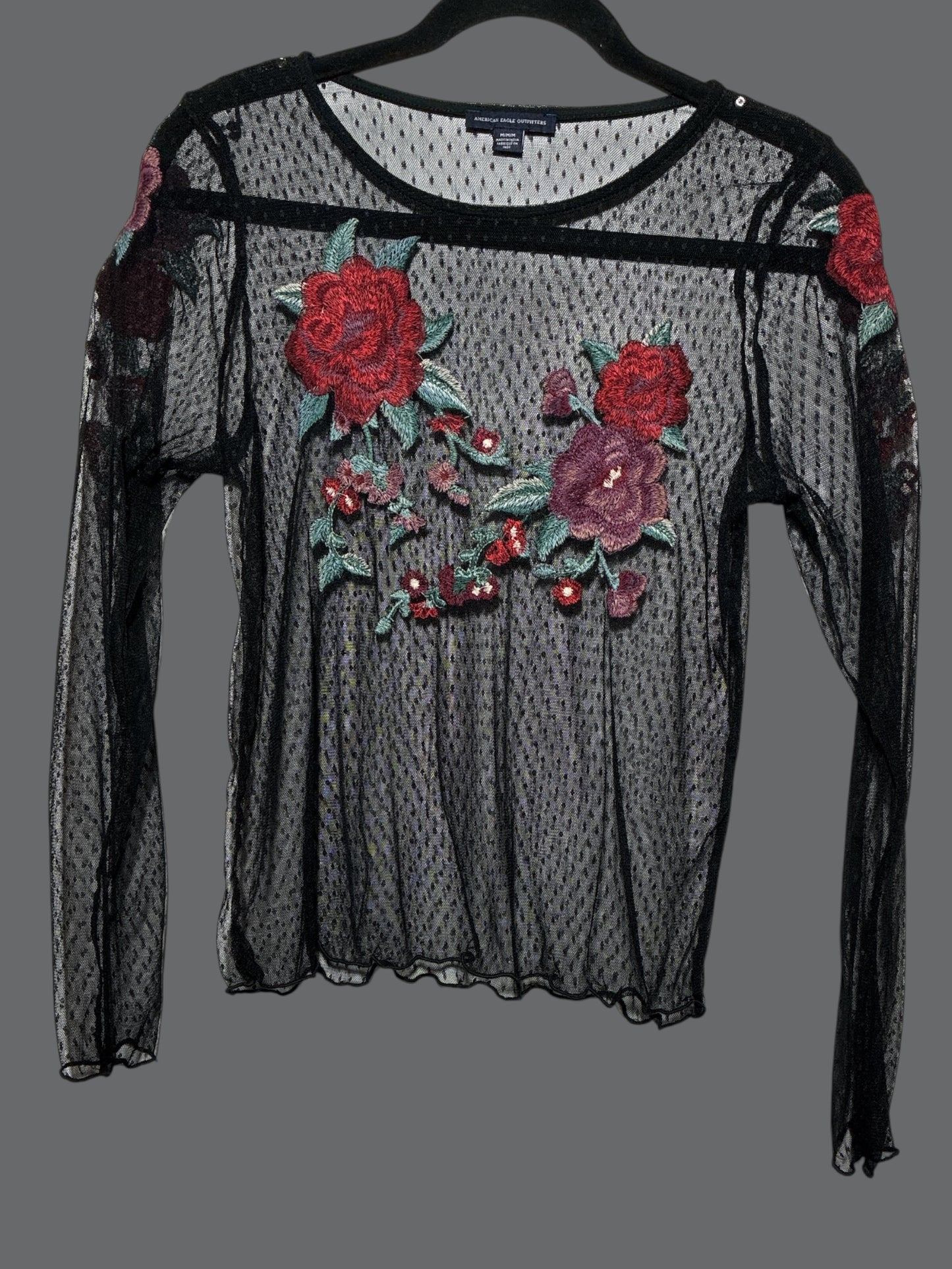 Medium Mesh Floral Embroidered Top